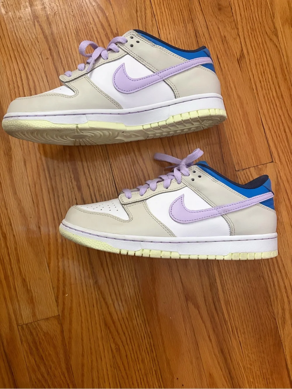 Nike White and Lavender Low-Top Sneakers